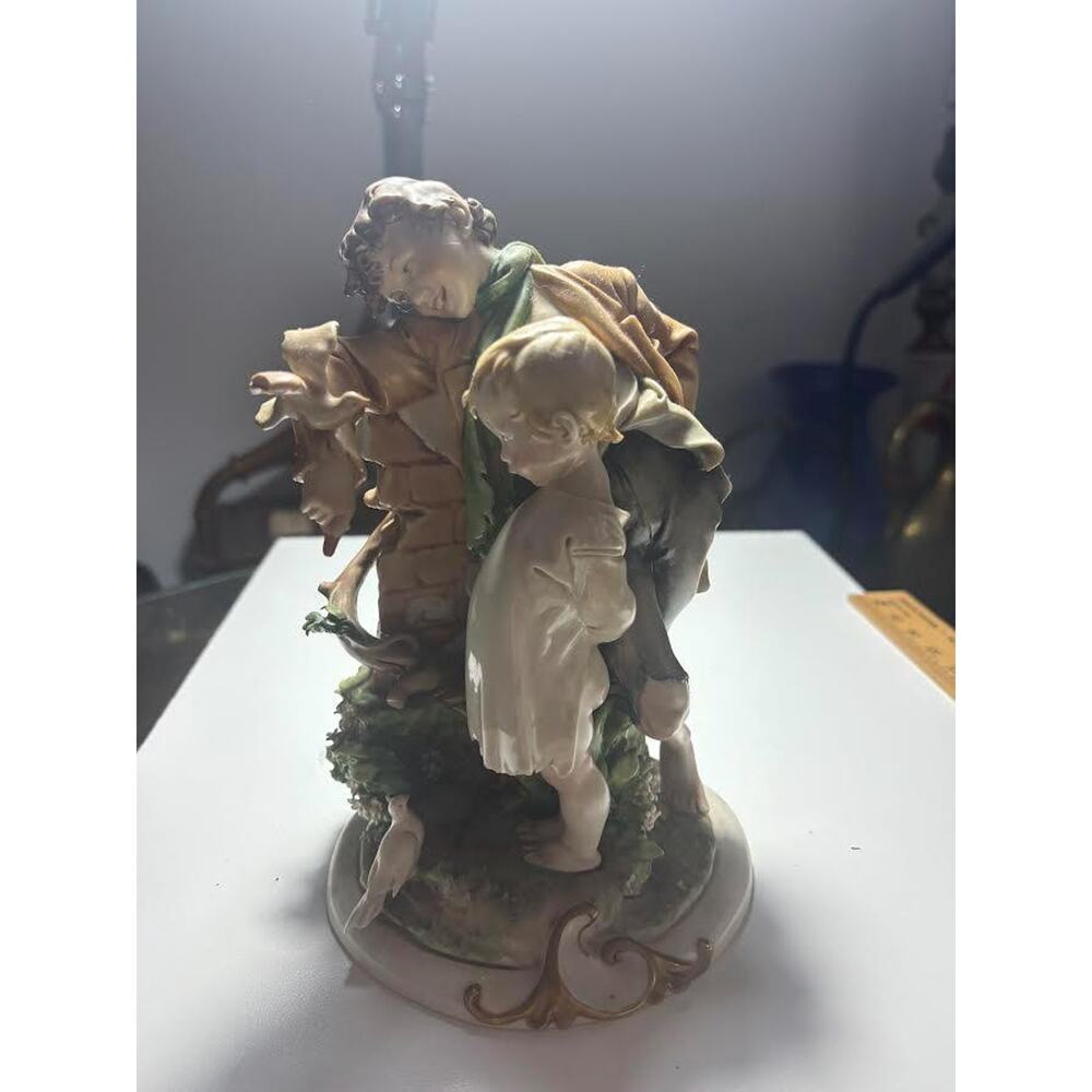 G. Cappe Giuseppe Cappe A Charming Porcelain Piece 2 Boys with a Bird Exquisite